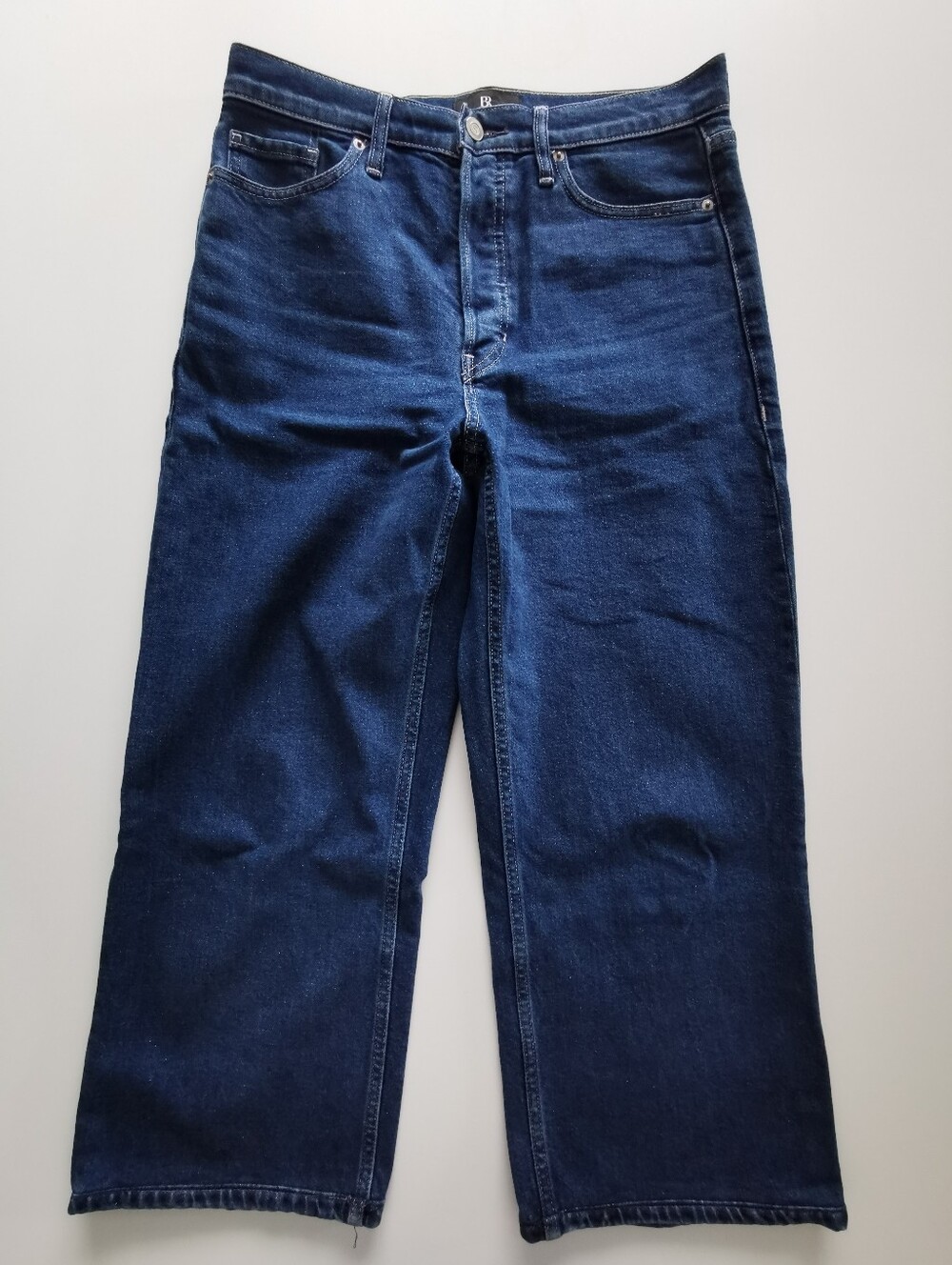 Banana Republic Straight-Leg Cropped Denim Jeans Button Fly Medium/ Dark Wash